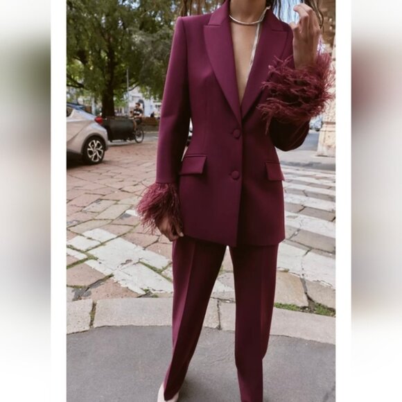 ZARA FEATHER CUFF BLAZER - Picture 5 of 9